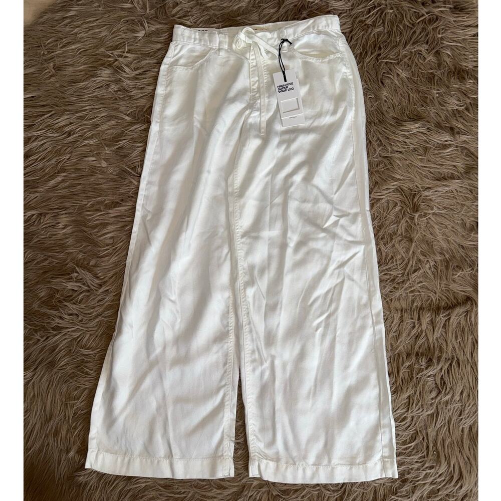 New OAT New York High Rise Super Wide Leg White Pants Women's size 8/29